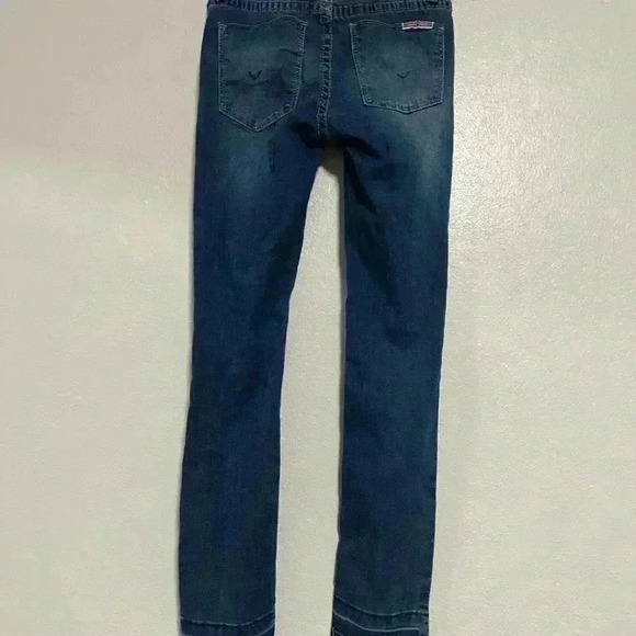 250. Hudson Skinny Jeans Distressed Ripped Girls Size 8 Dark Wash Straight - Picture 2 of 7